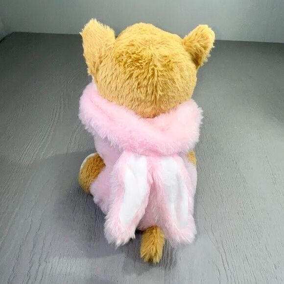Rare Hugfun Brown Pomeranian Dog In Pink Rabbit Costume 12" - Picture 10 of 15